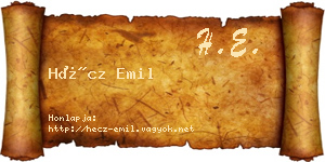 Hécz Emil névjegykártya